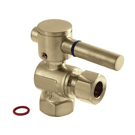 Kingston Brass CC33107DL 3/8-Inch IPS X 3/8-Inch OD Comp Quarter-Turn Angle Stop Valve, Brushed Brass CC33107DL
